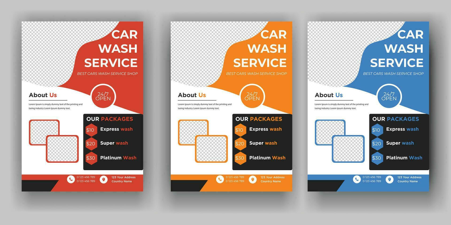 modern car wash car detailing and rental flyer, car service, and price list flyer, automobile car service flyer vector