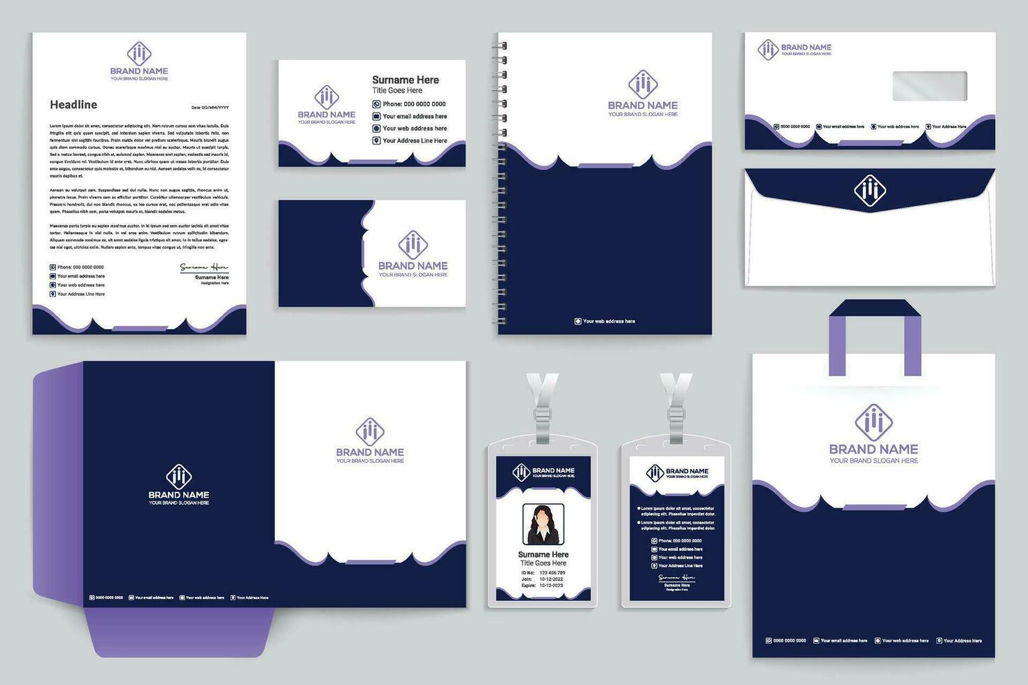 Clean professional stationery template vector