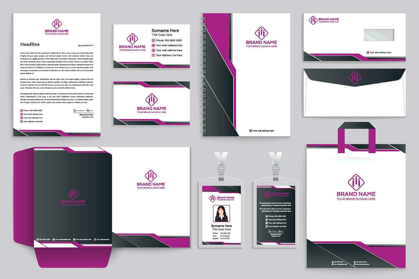 Professional stationery mockup vector