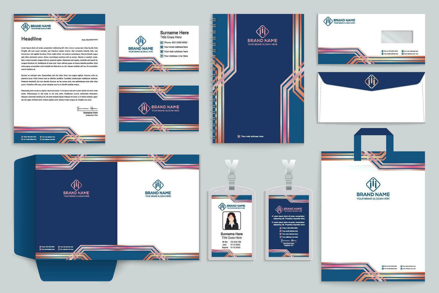 Clean minimal stationery design vector