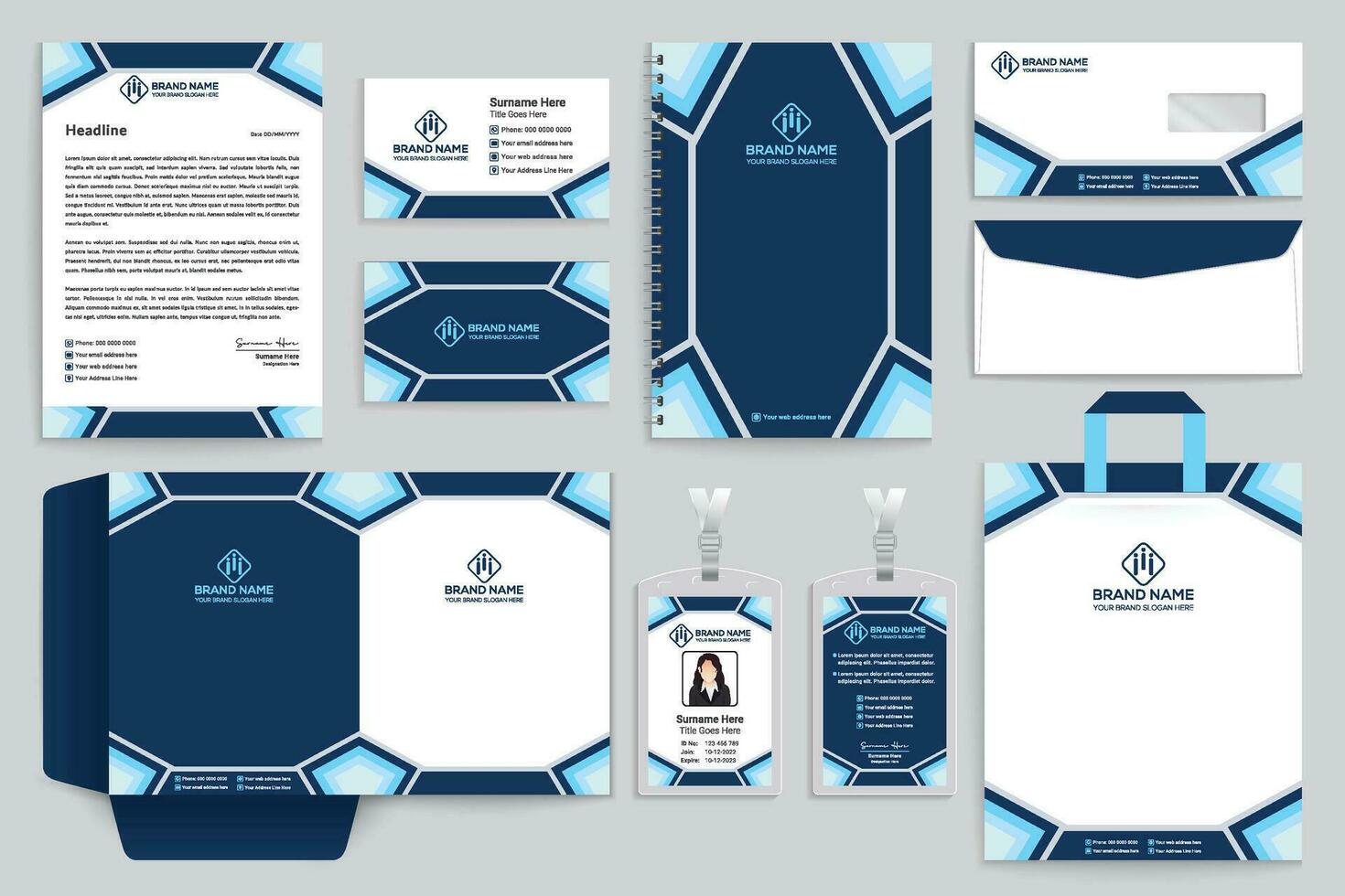 Blue color stationery design vector