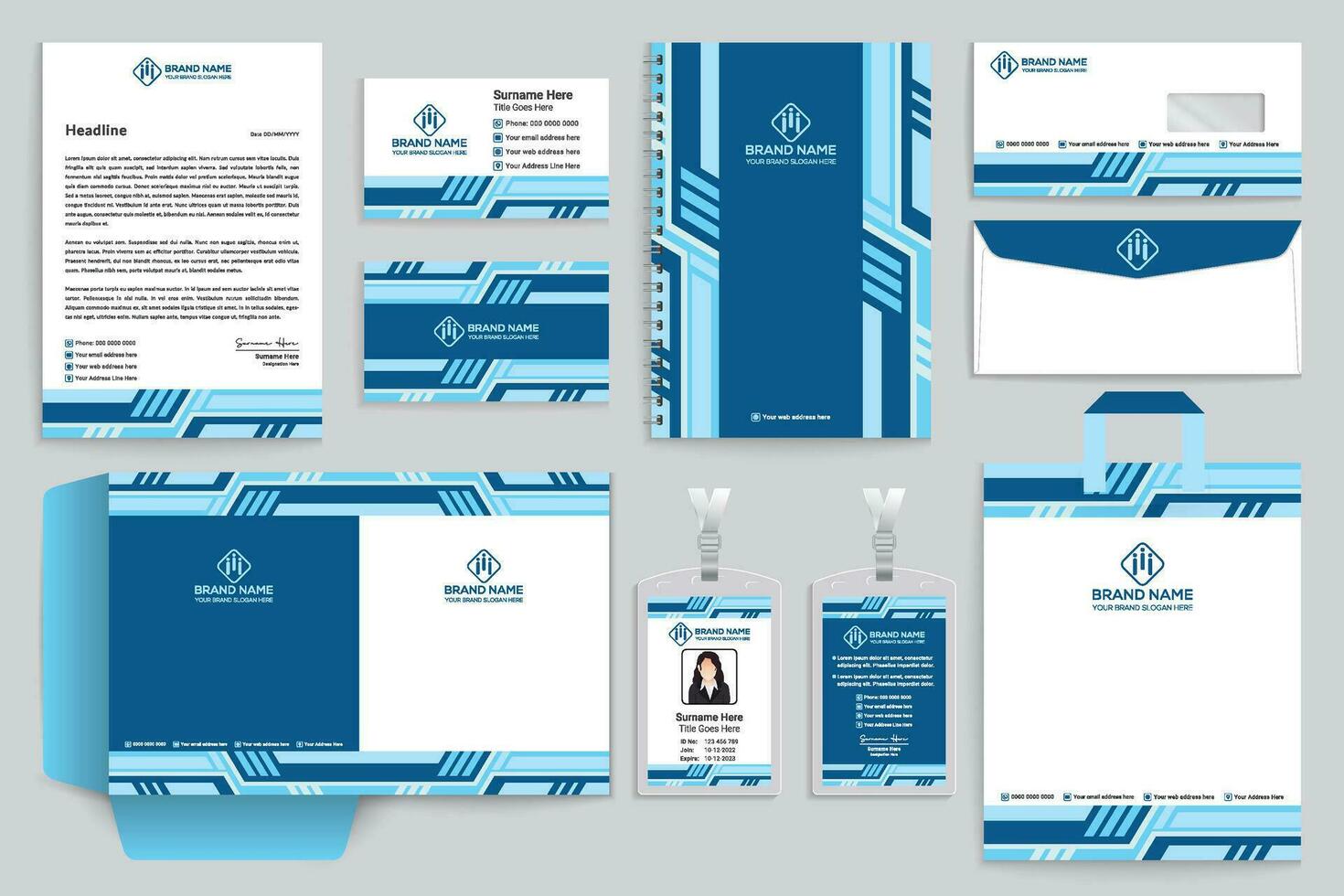 Blue color stationery design vector
