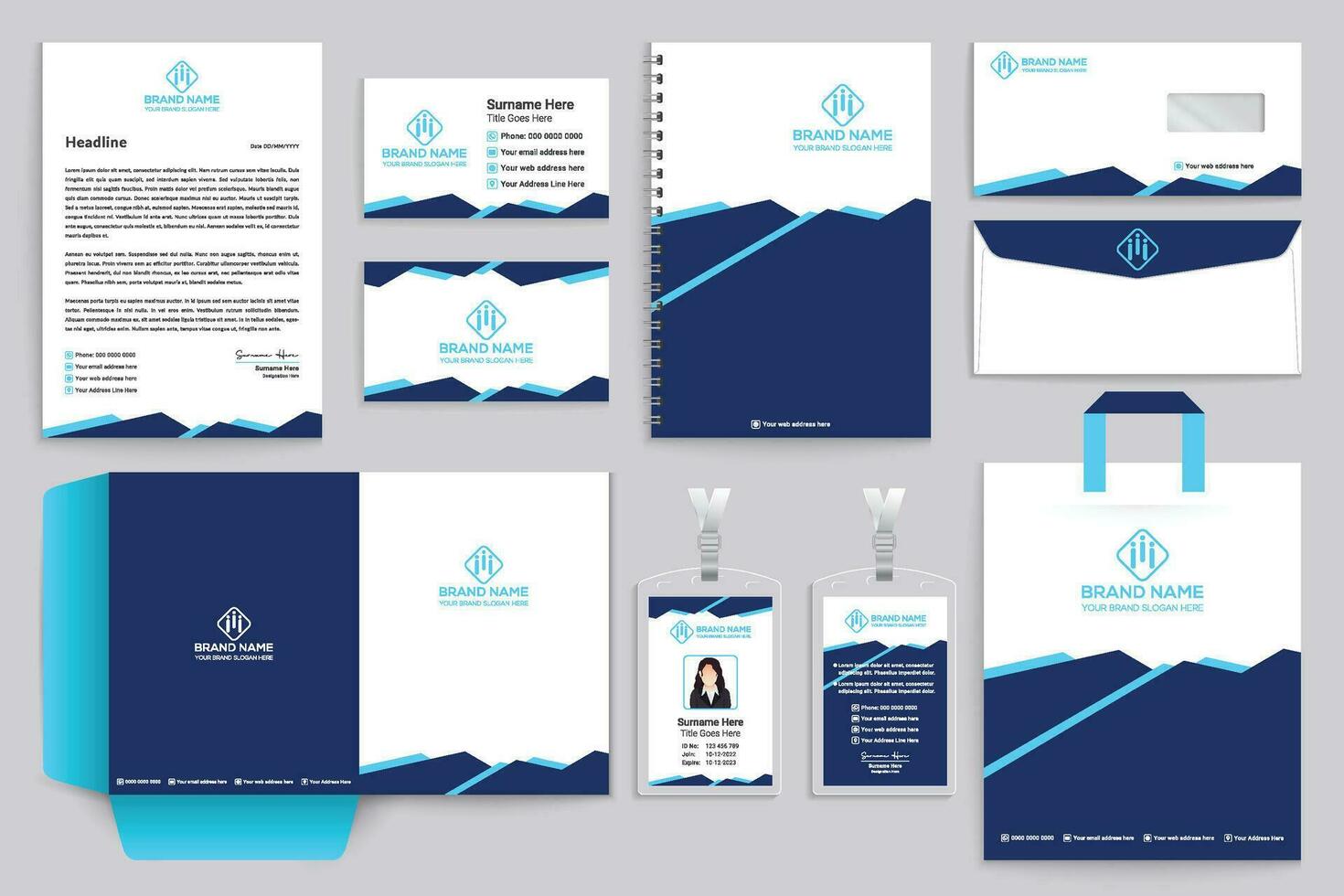 Blue color stationery design vector