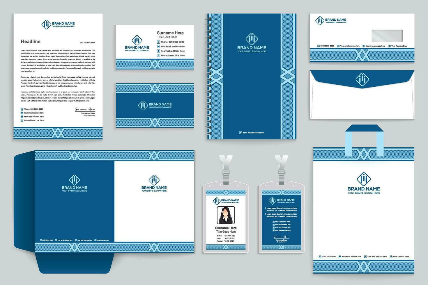 Blue color stationery design vector