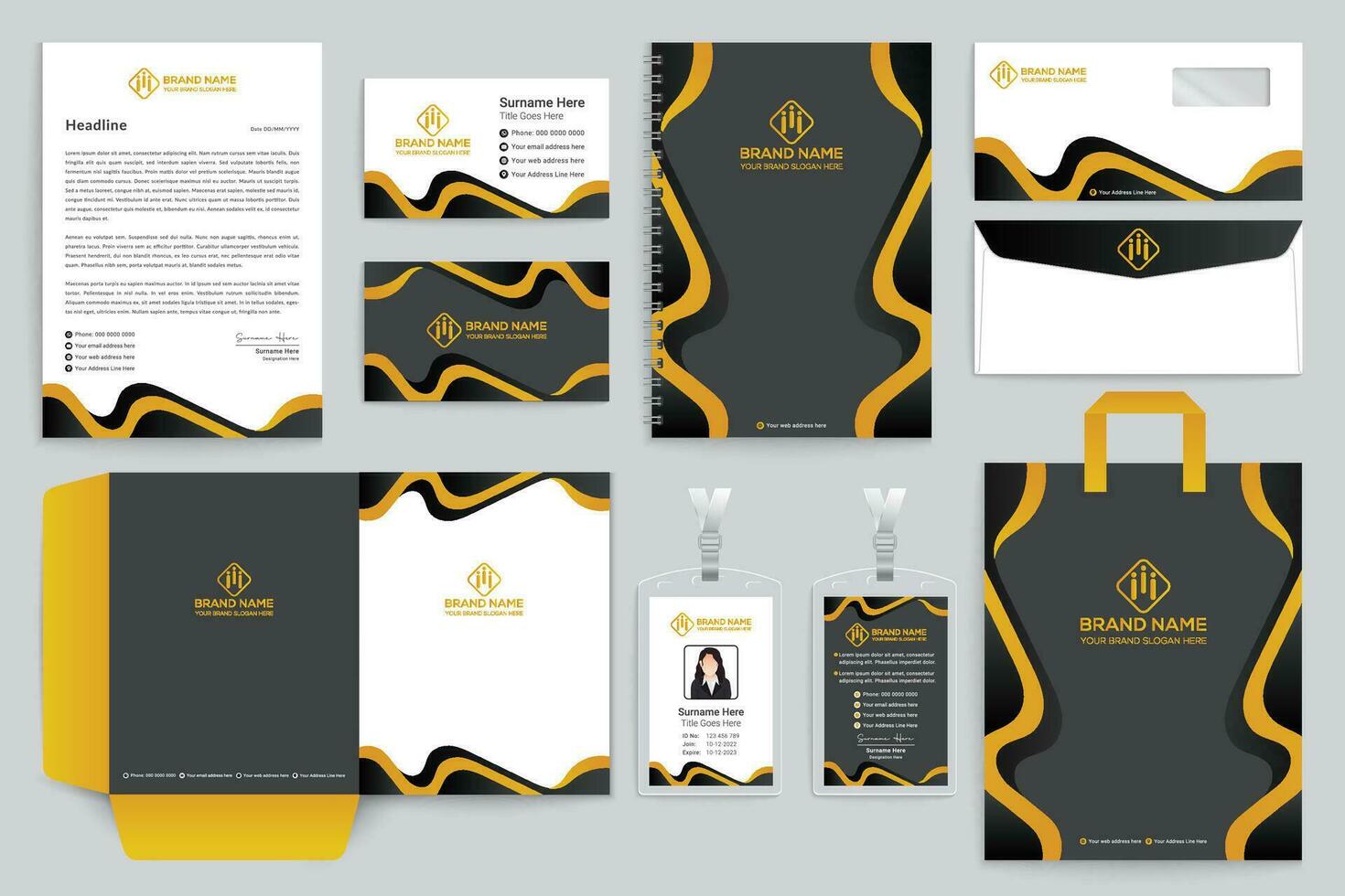 Black shape stationery design vector