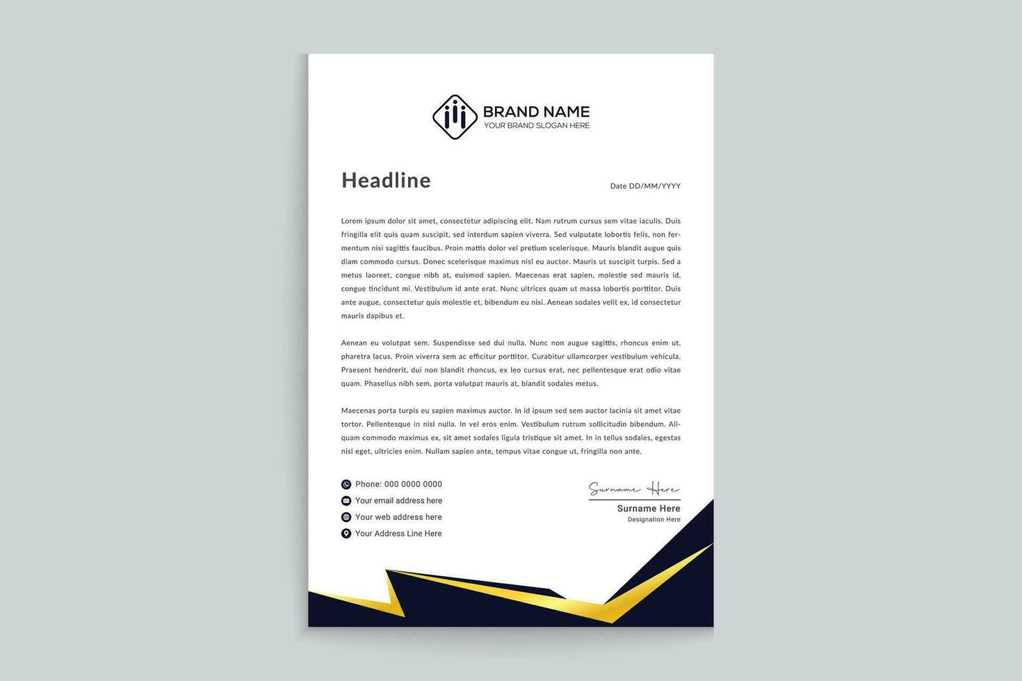 Black shape letterhead design vector