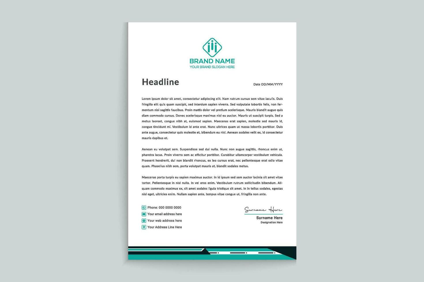 Clean corporate letterhead template vector