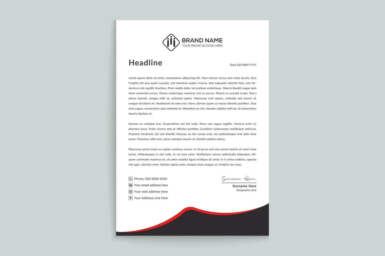 Black shape letterhead design vector