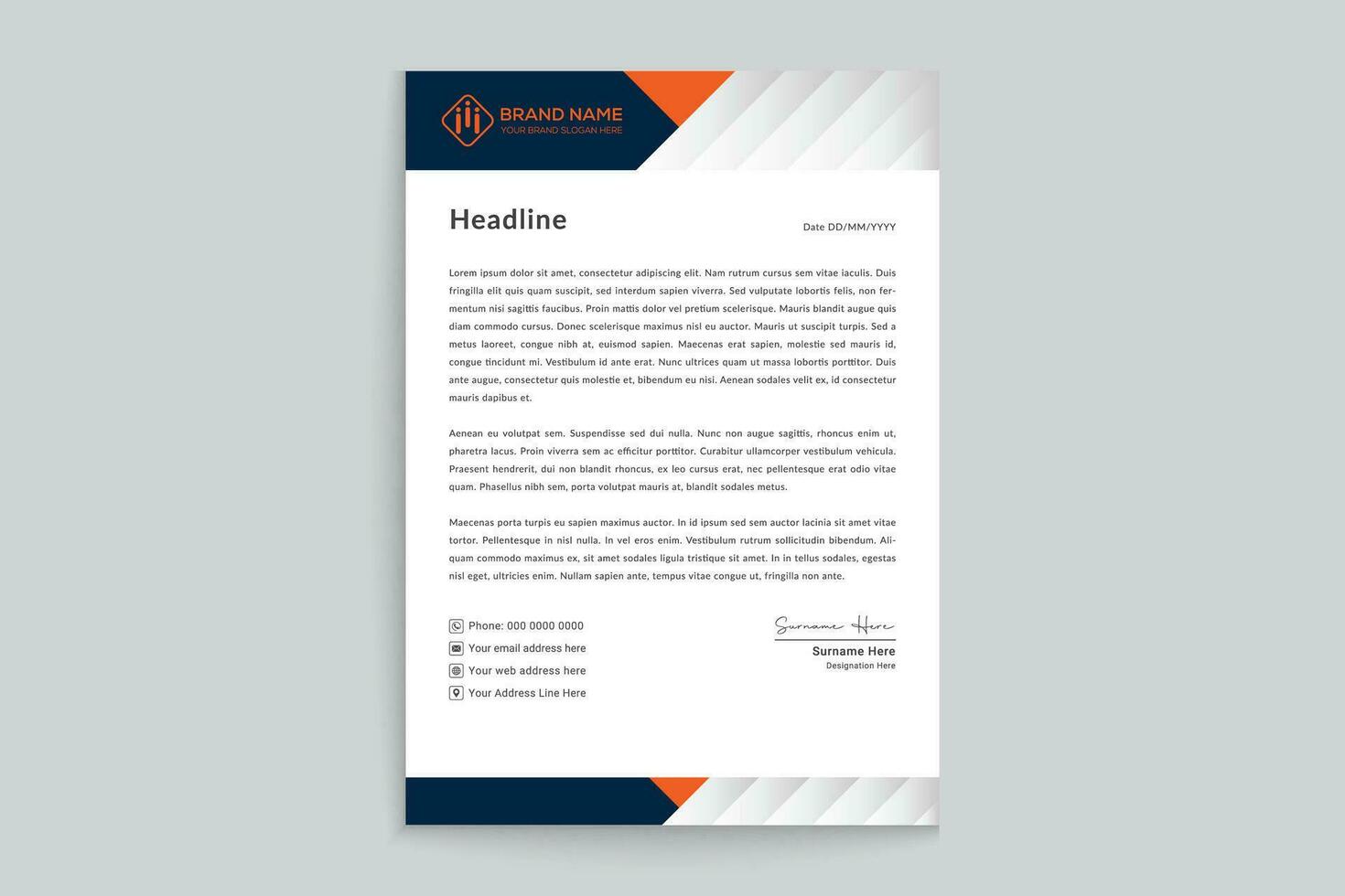 Orange elegant corporate letterhead design vector