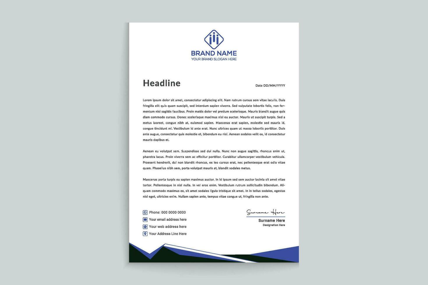 Clean professional letterhead template vector