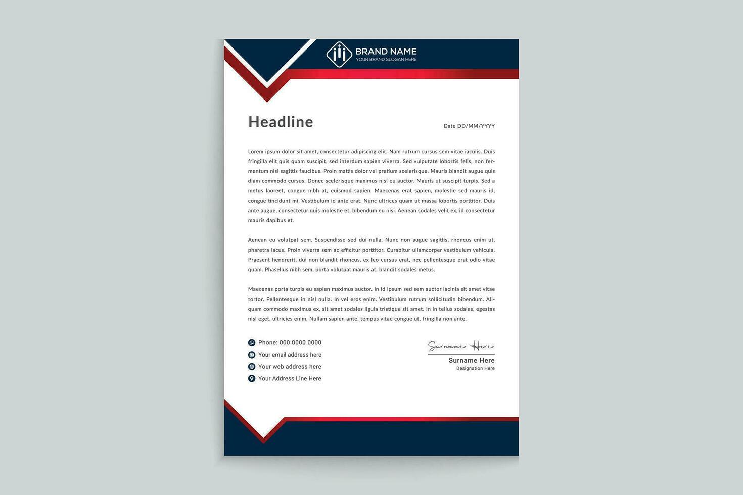 Red and black color letterhead design vector