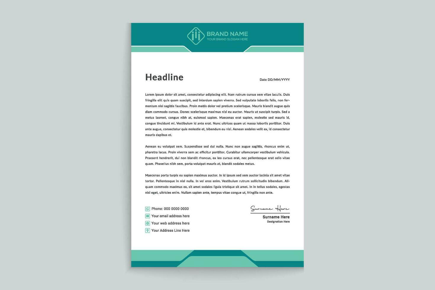 Clean style modern letterhead template vector