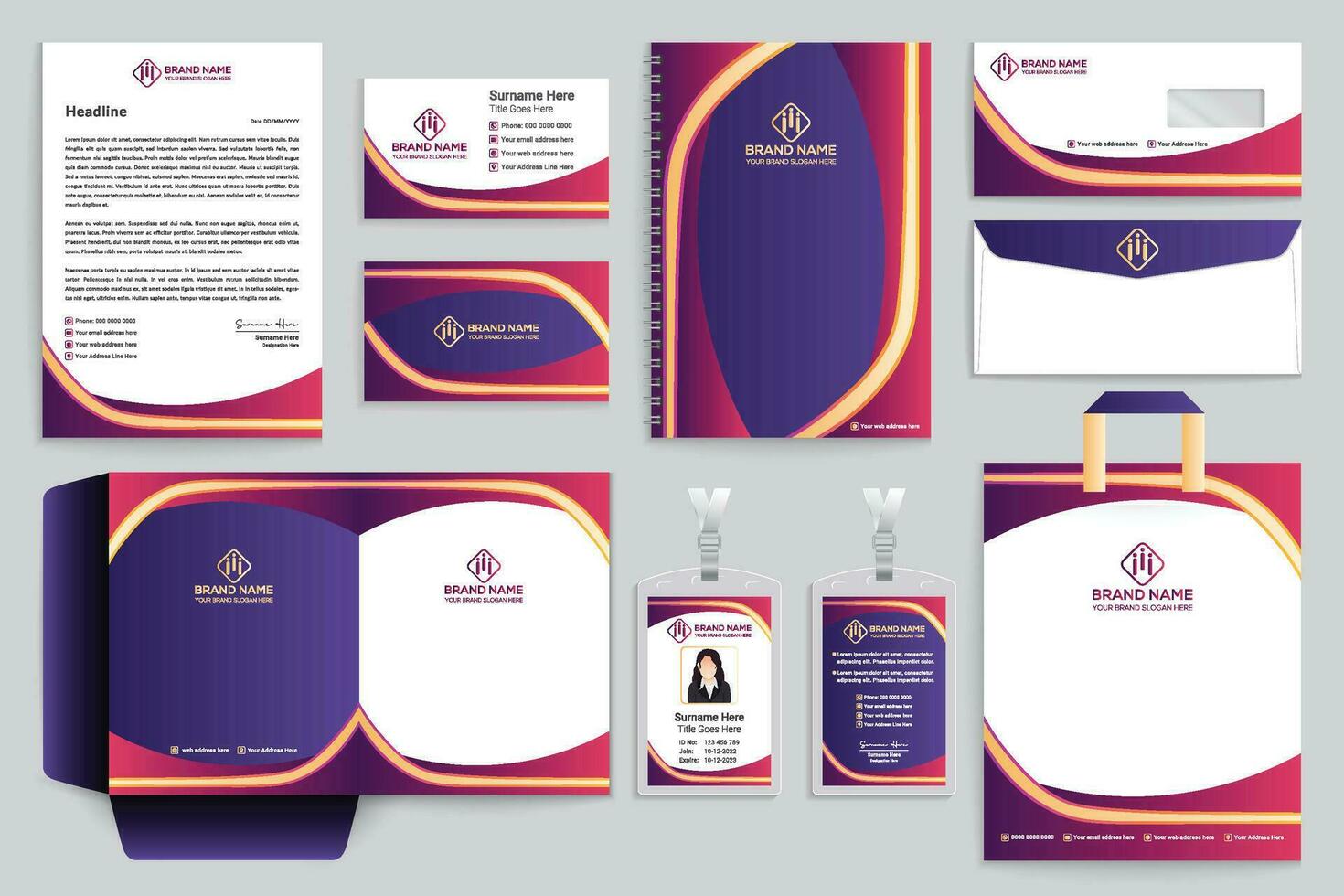 Corporate stationery template design template vector