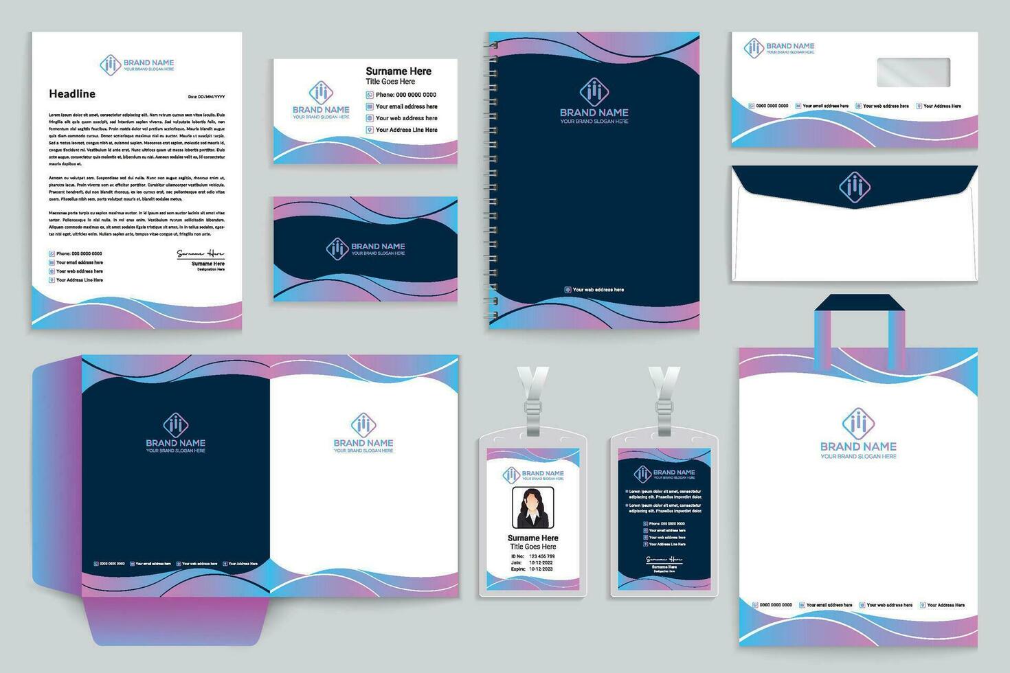 Corporate stationery template design template vector