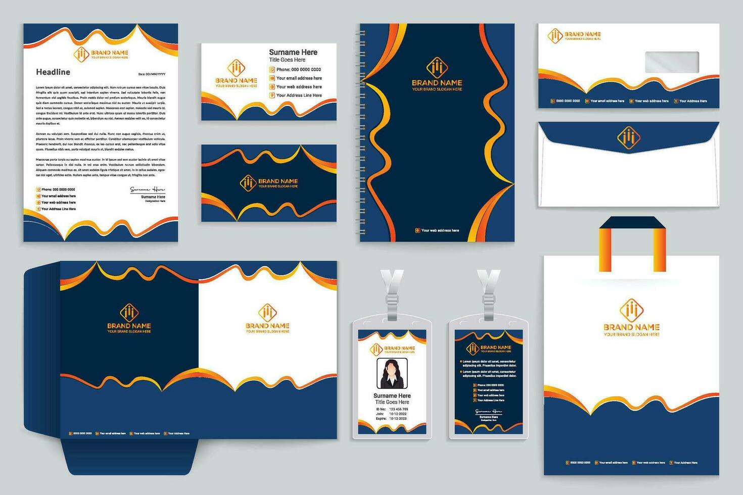 Company stationery vector design blue color