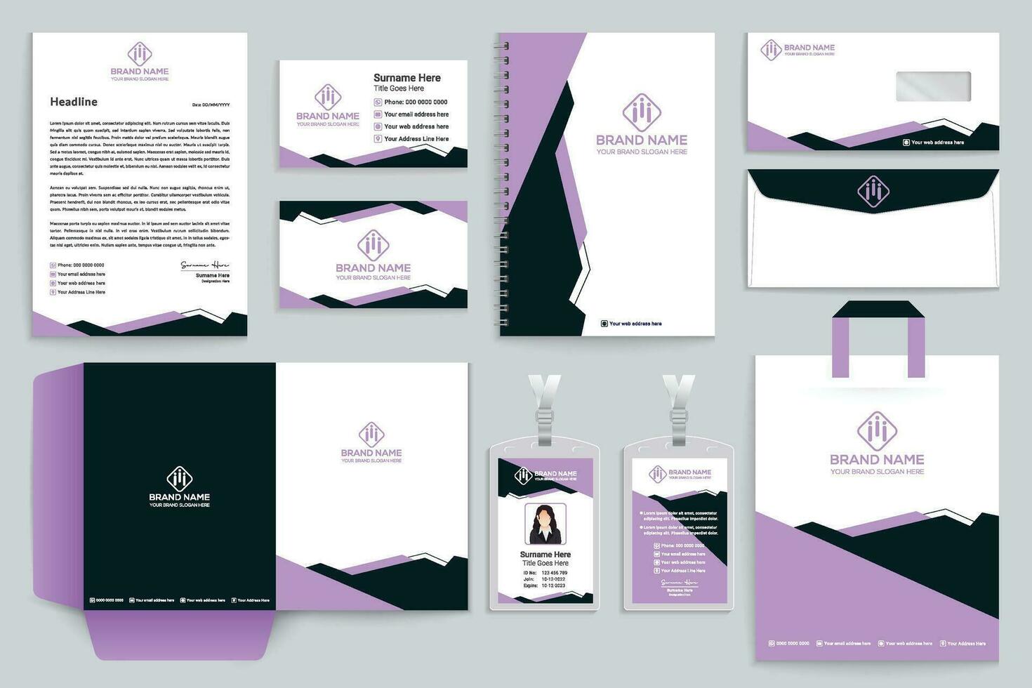 Clean professional stationery template vector