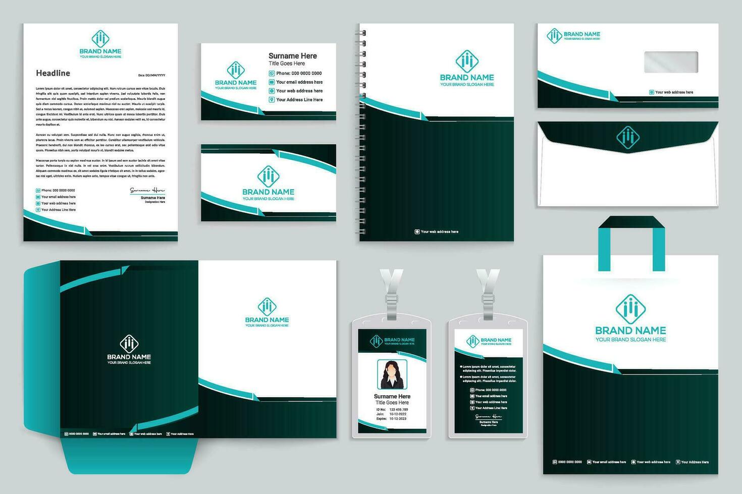 Clean professional stationery template vector