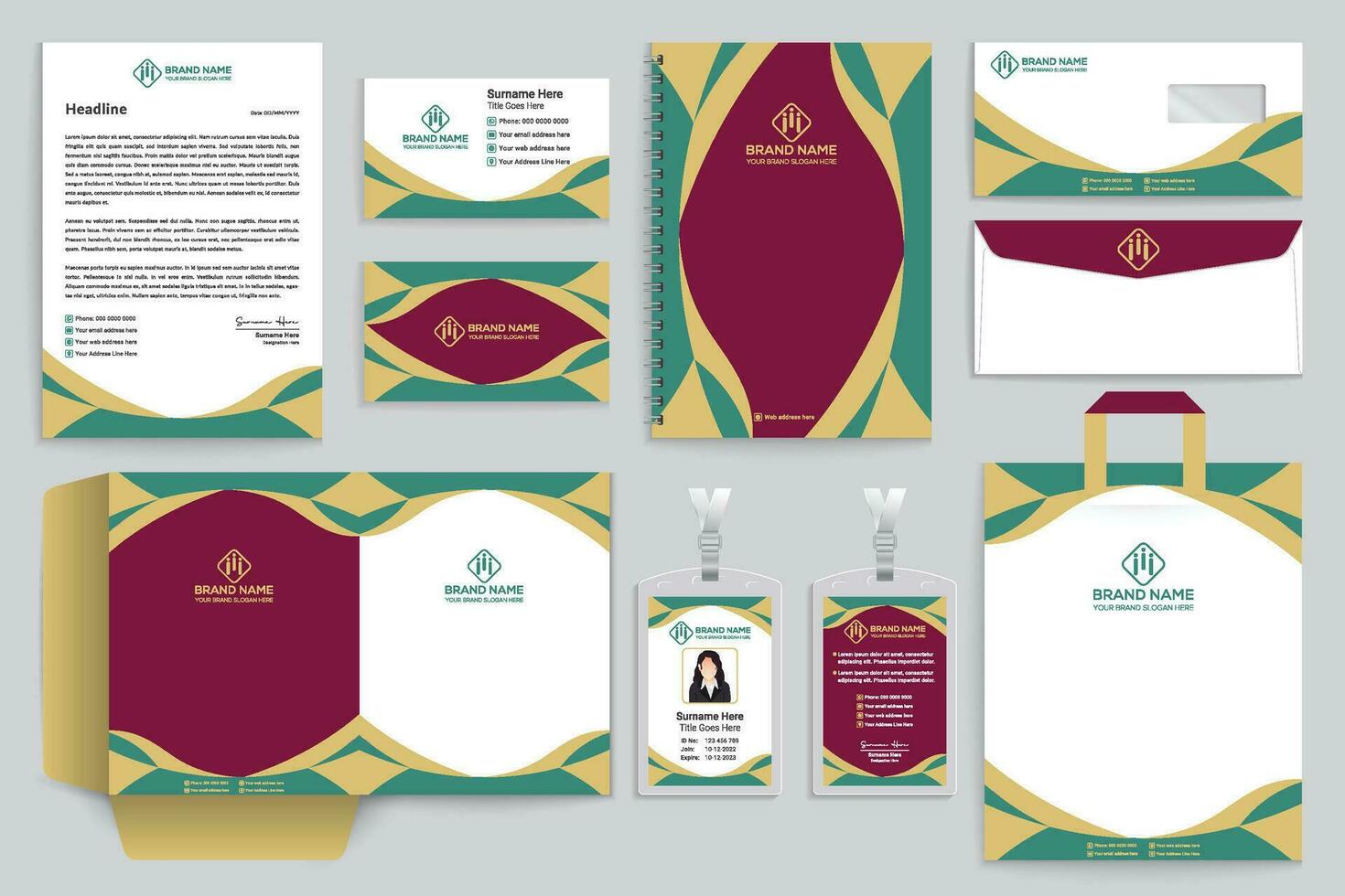 Corporate stationery template design template vector