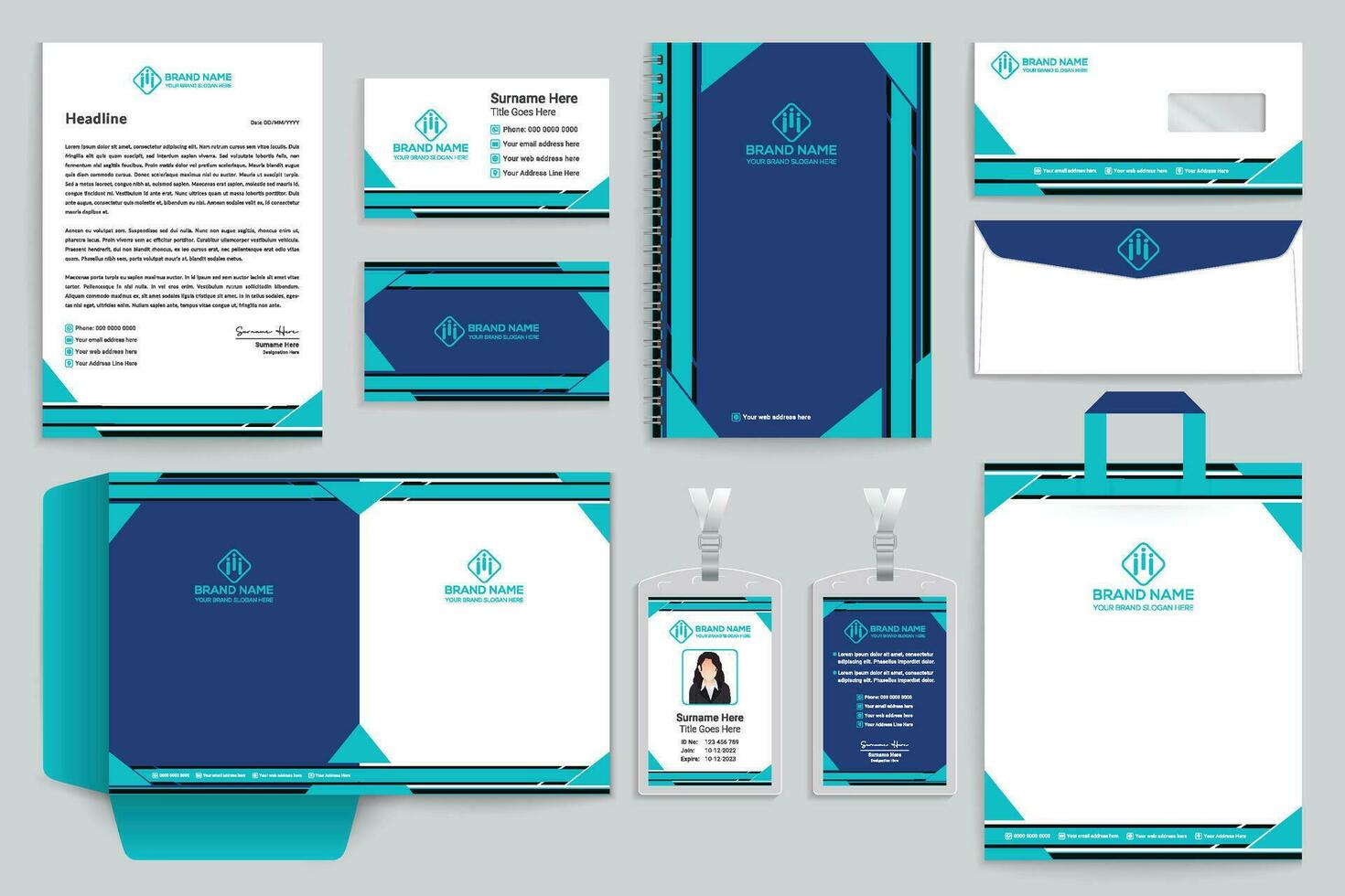 empresa papelería vector diseño azul color