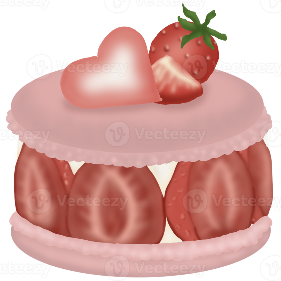 Pink macarons with strawberries png