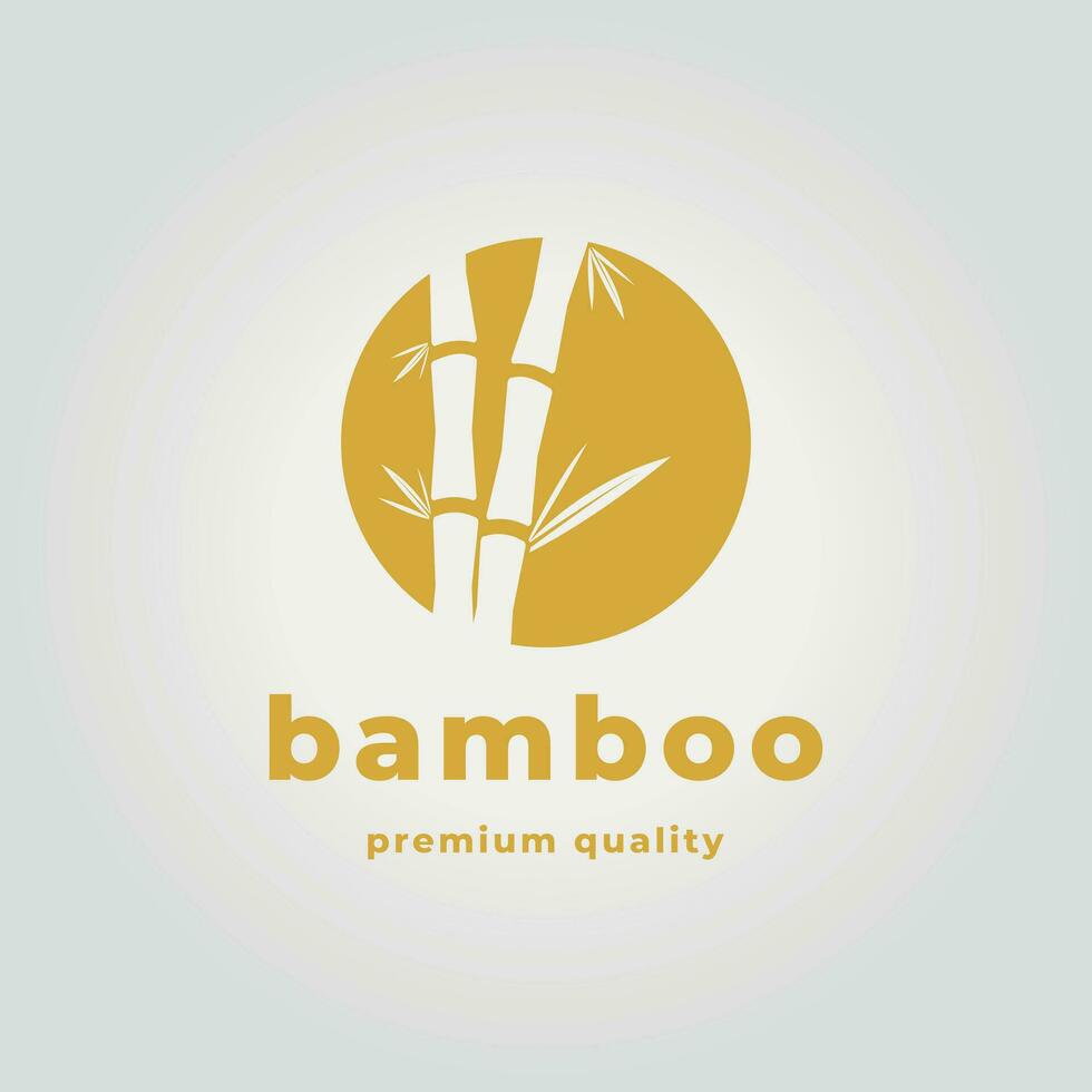 Minimalist Emblem of Bamboo Logo Icon Design Vector, Illustration of Bamboo and Leave vector
