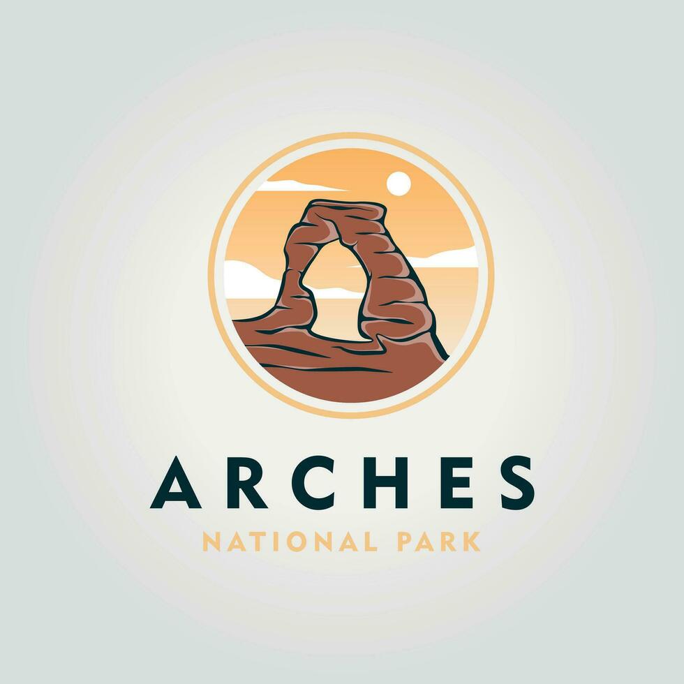 emblem arches logo vector vintage, USA national park design illustration