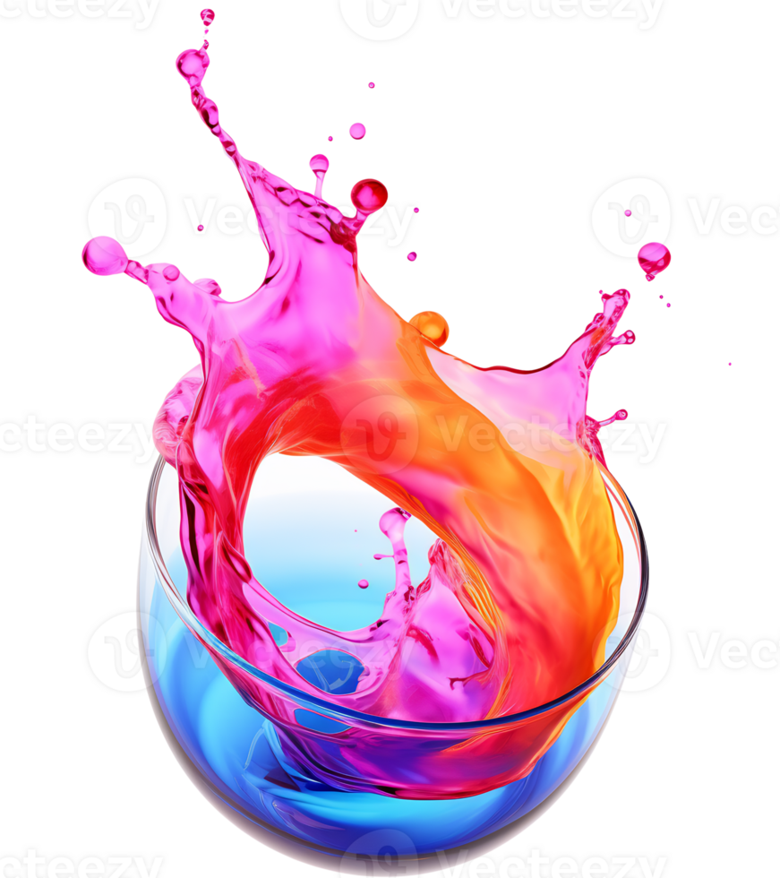 Colorful liquid splashes - Ai Generated - Generative AI png