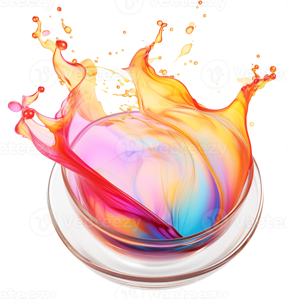 Colorful liquid splashes - Ai Generated - Generative AI png