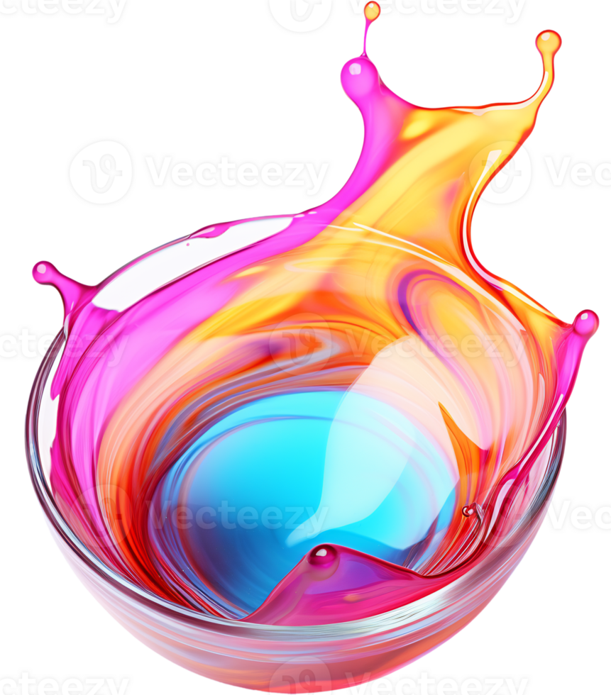 Colorful liquid splashes - Ai Generated - Generative AI png