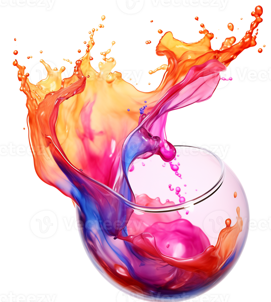 Colorful liquid splashes - Ai Generated - Generative AI png