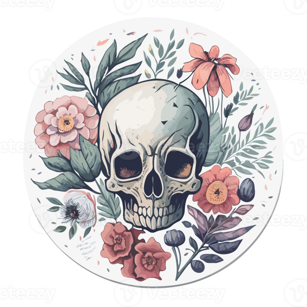 Skull vintage flower png