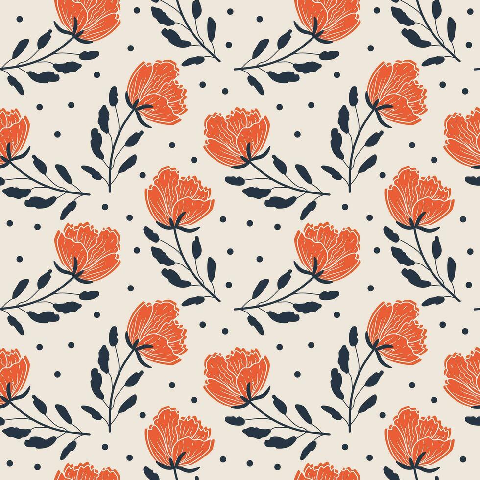 Seamless pattern. Simple flat modern drawing. Floral texture collection for textile and fashion design. Spring botanical print. vector