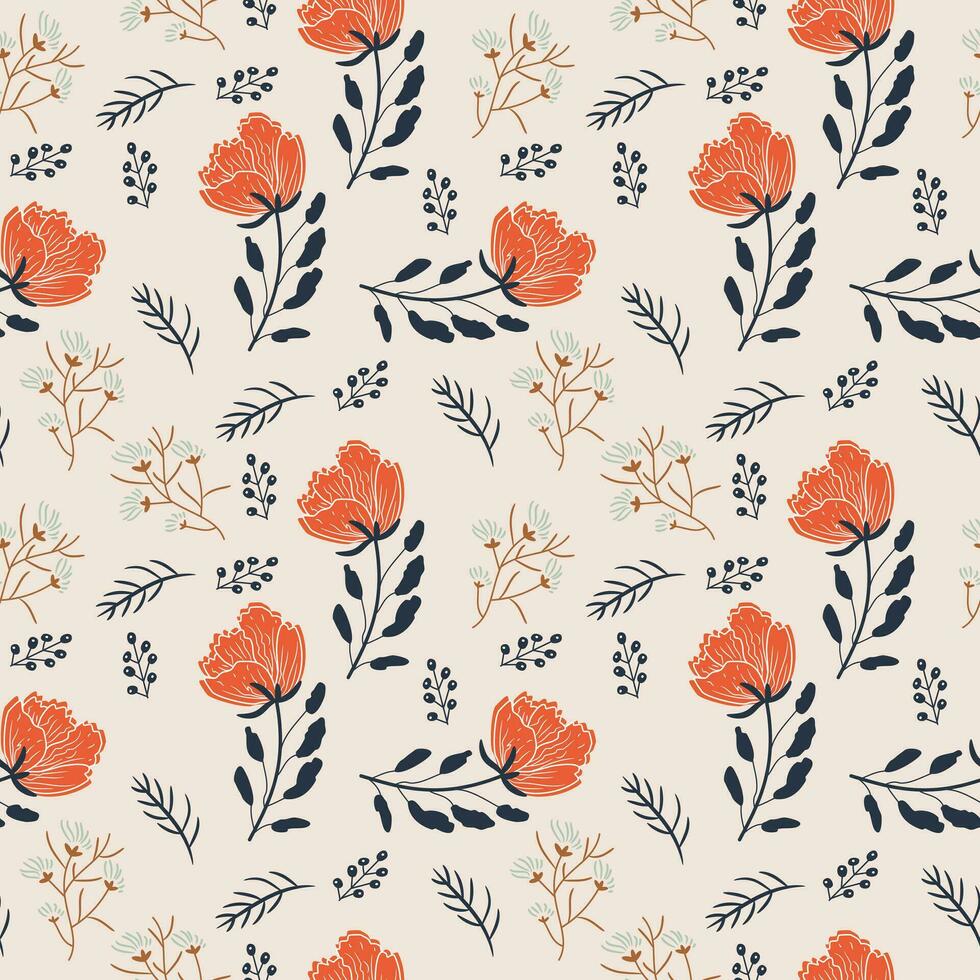 Seamless pattern. Simple flat modern drawing. Floral texture collection for textile and fashion design. Spring botanical print. vector