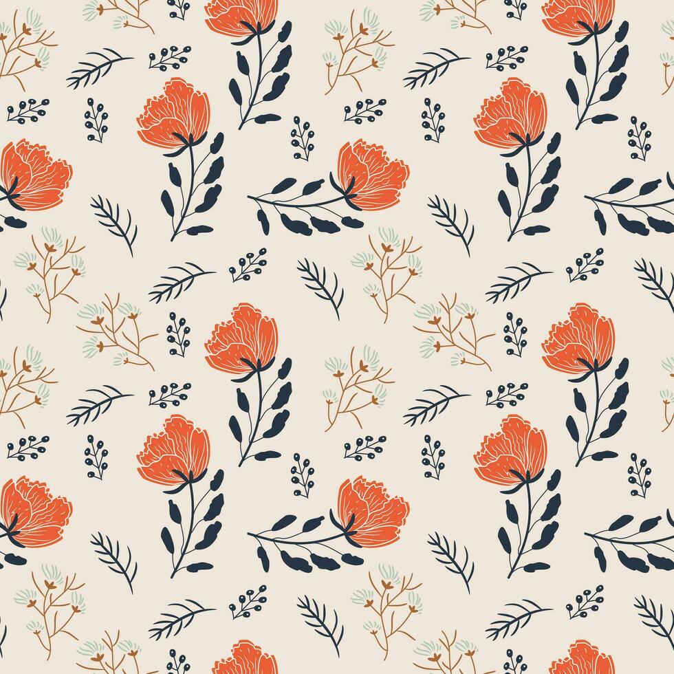 Seamless pattern. Simple flat modern drawing. Floral texture collection for textile and fashion design. Spring botanical print. vector