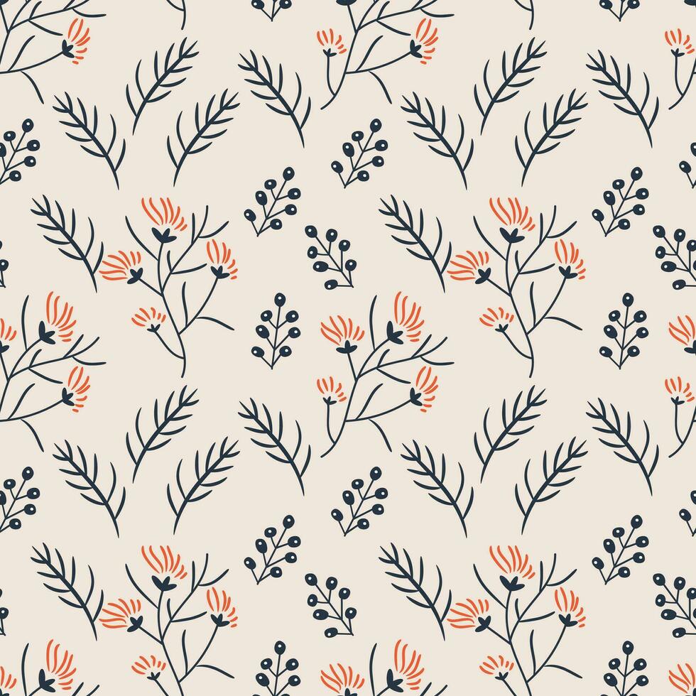 Seamless pattern. Simple flat modern drawing. Floral texture collection for textile and fashion design. Spring botanical print. vector