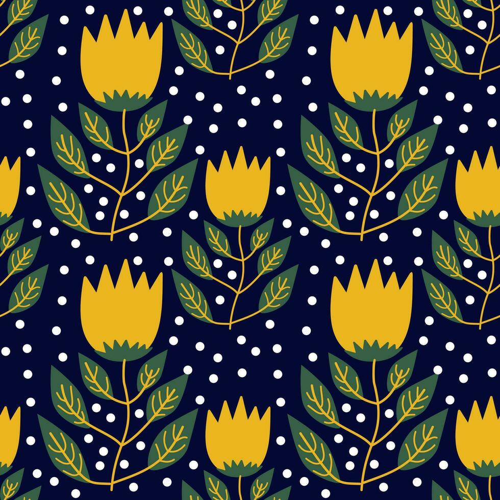 Seamless pattern. Simple flat modern drawing. Floral texture collection for textile and fashion design. Spring botanical print. vector