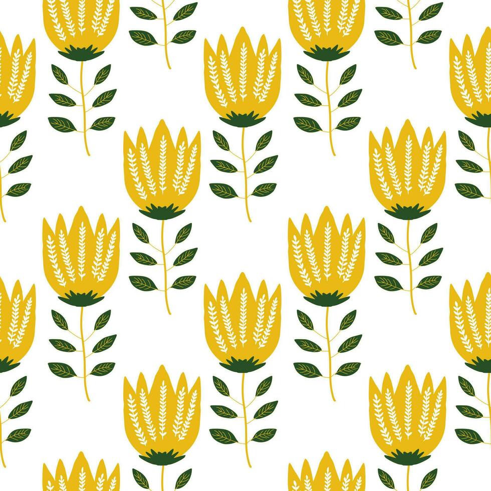 Seamless pattern. Simple flat modern drawing. Floral texture collection for textile and fashion design. Spring botanical print. vector