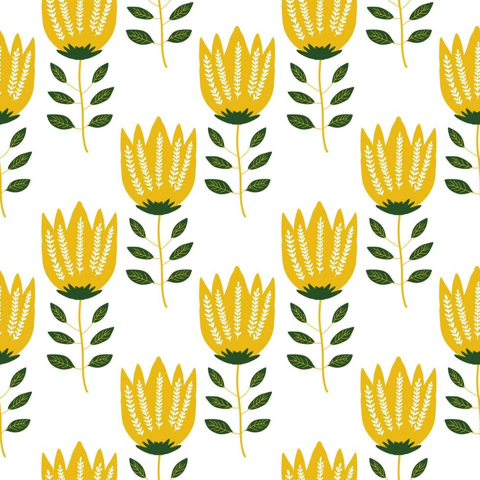 Seamless pattern. Simple flat modern drawing. Floral texture collection for textile and fashion design. Spring botanical print. vector