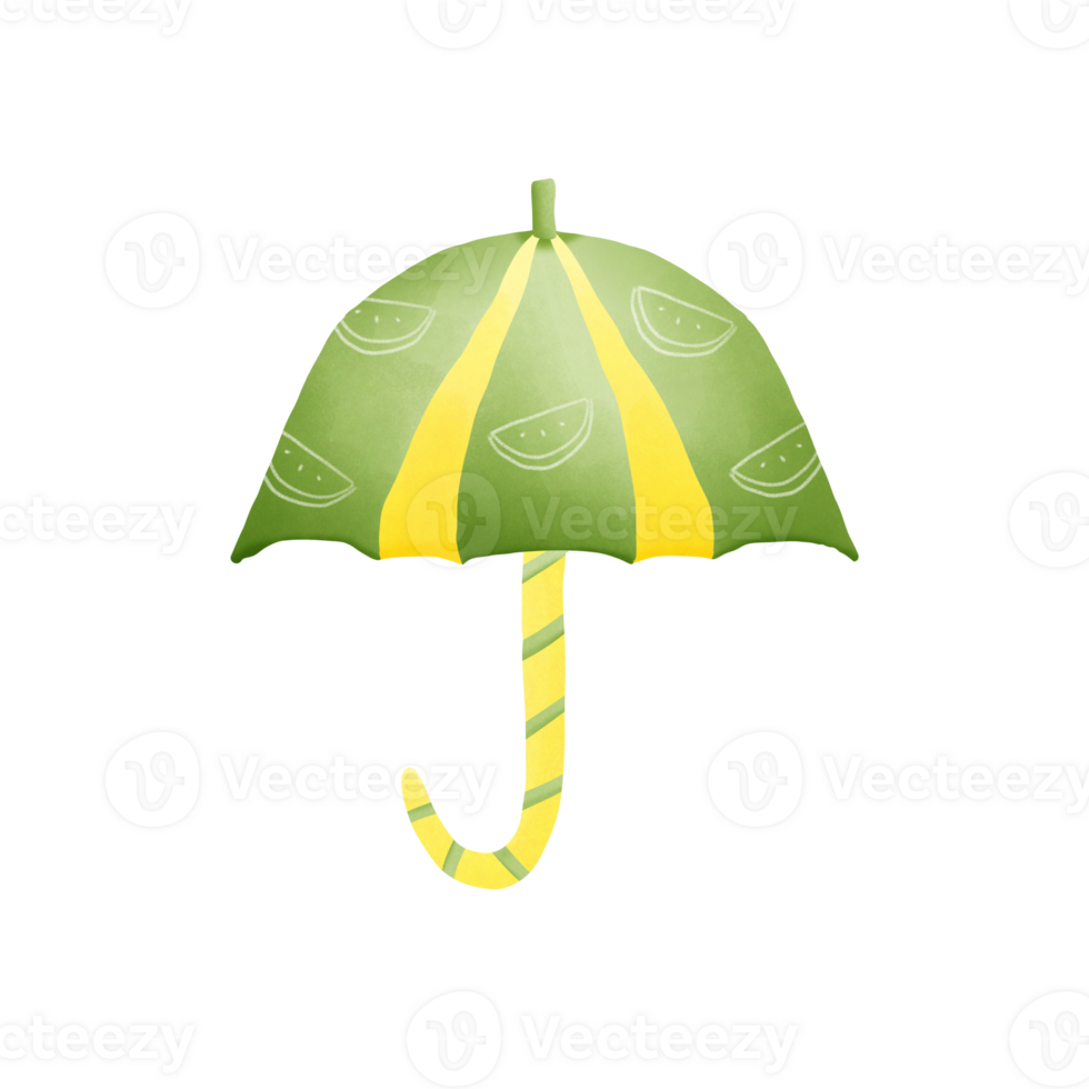 a green and yellow umbrella with slices of watermelon on it 27128985 PNG