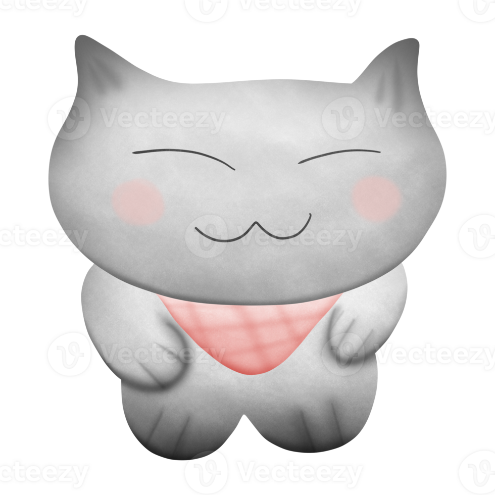 a cartoon cat with a pink scarf isolated on transparent background png