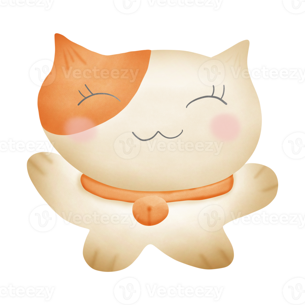 an orange and white cat with a smile isolated on transparent background png