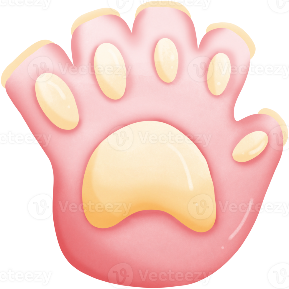 Cat gloves with cat footprints isolated on transparent background png