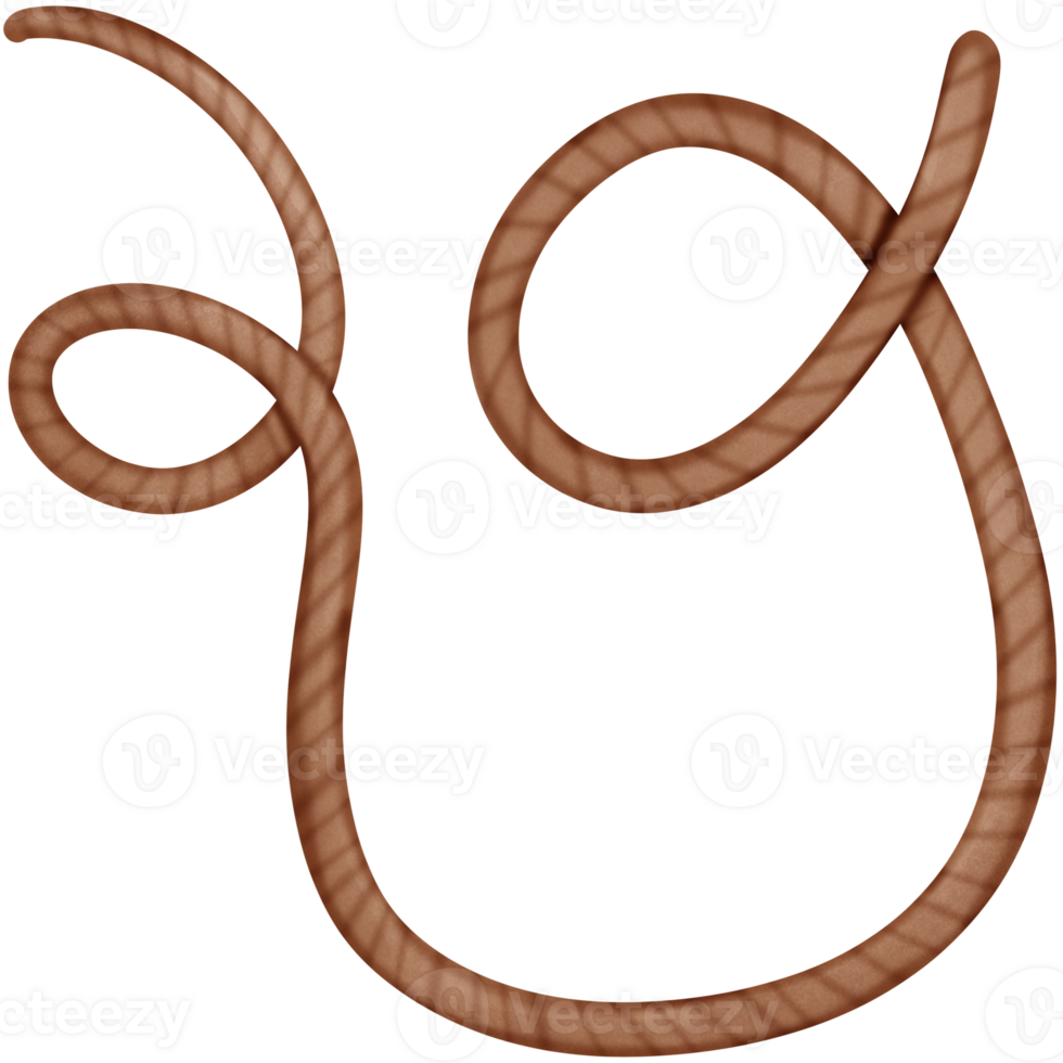 a brown rope with a loop on it isolated on transparent background png