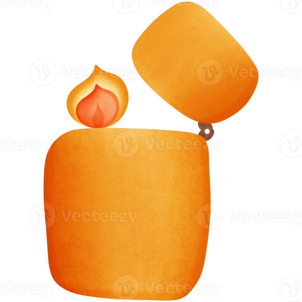 orange lighter with a flame on it isolated on transparent background png