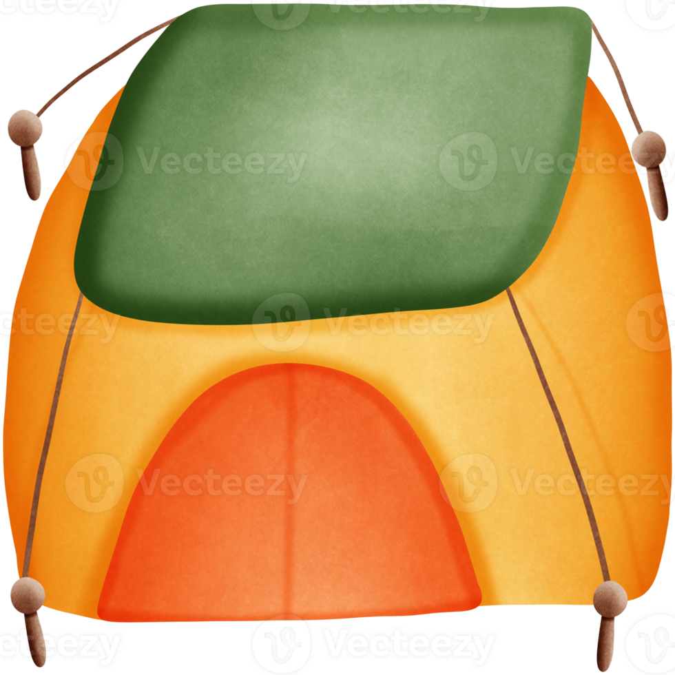 a tent with a green and orange isolated on transparent background png