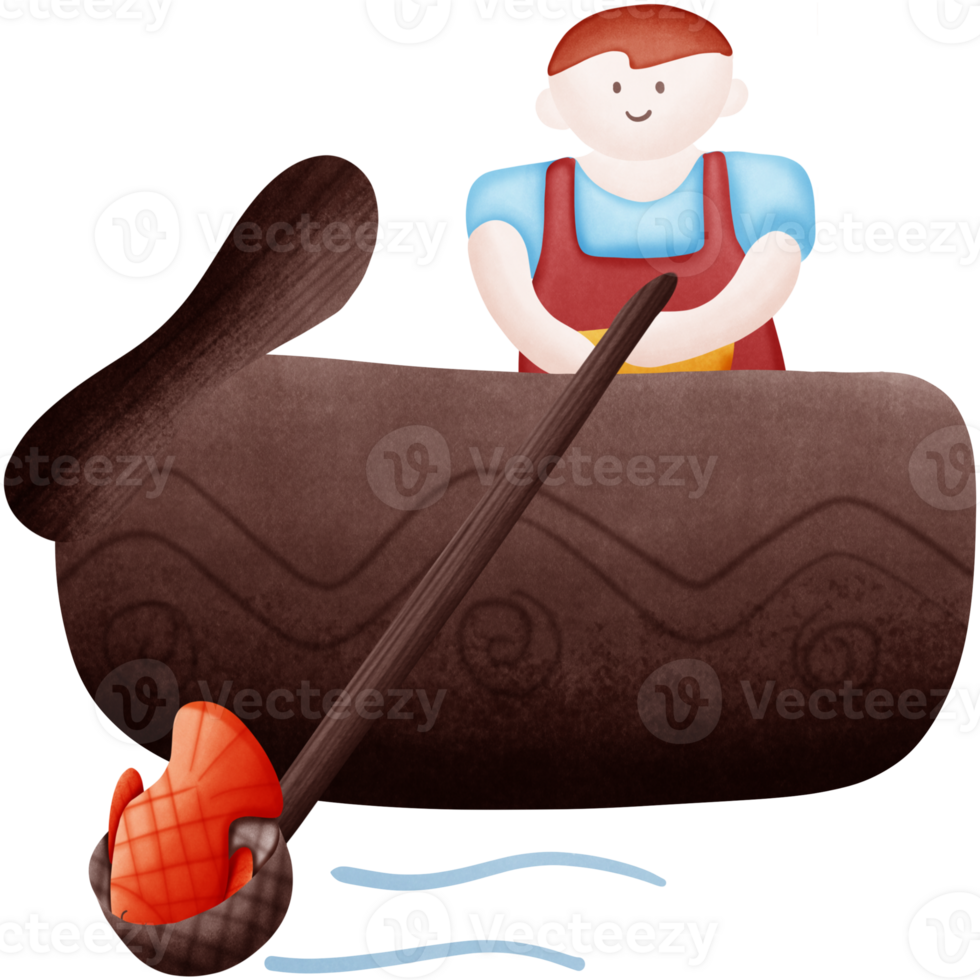 a fishermen is catching fish in a boat isolated on transparent background png