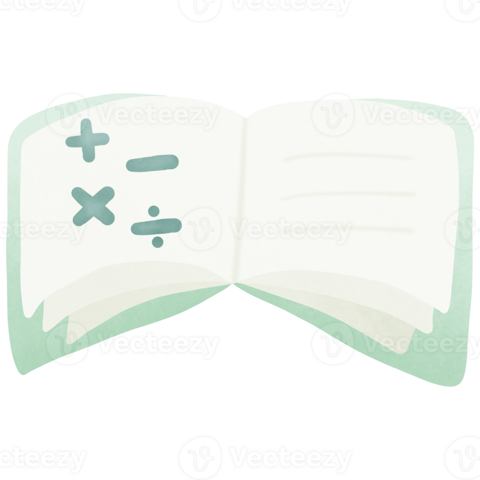 an open math book isolated on transparent background png