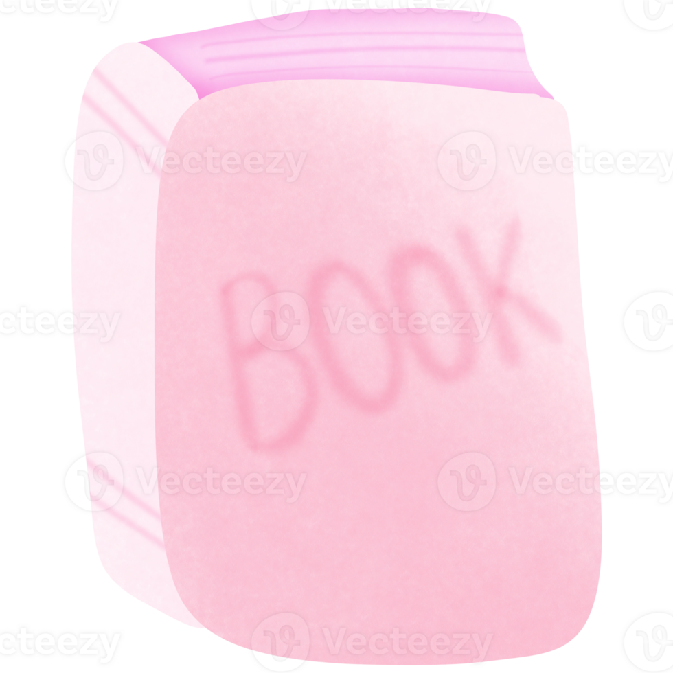 a pink book with the word book written on it isolated on transparent background png