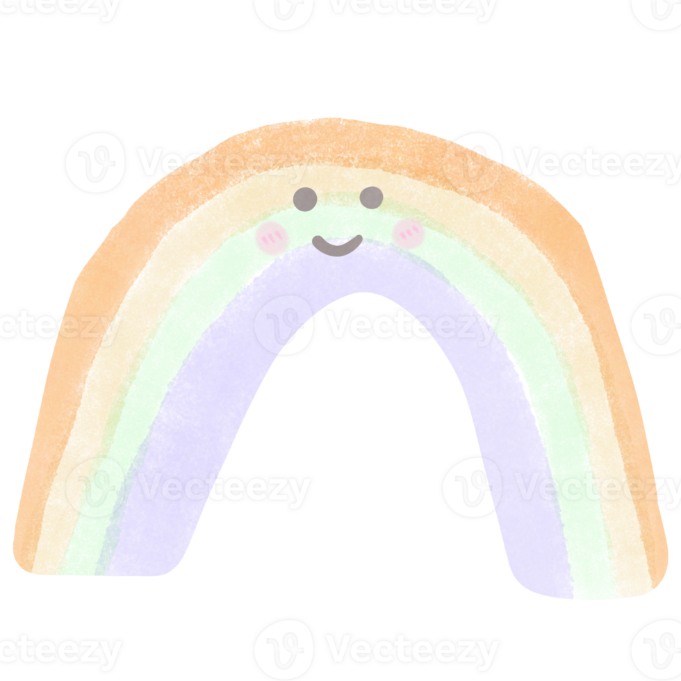 a rainbow with a smiley face isolated on transparent background png