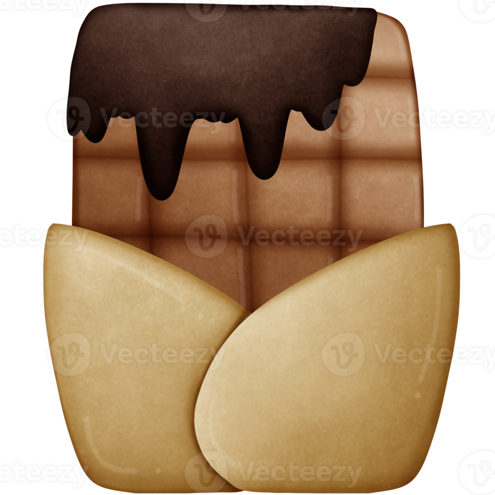a chocolate bar with a chocolate sauce on it png